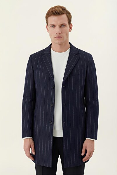 Sabri Özel Uzun Erkek Kaban Lacivert