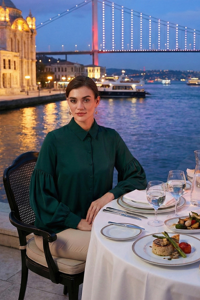 Lela Сорочка з прямим коміром, рукавами-ліхтариками та деталями швів Regular ...