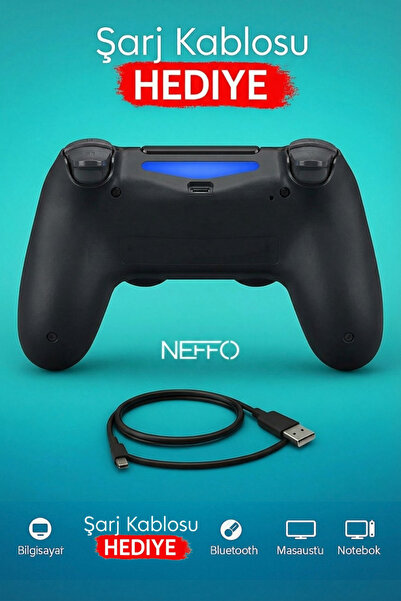NEFFO Ps4 Joystick Tablet Telefon Pc Uyumlu Titreşimli Oyun Kolu 1 Adet - Şarj Kablo Hediyeli