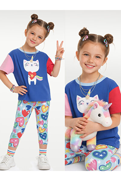 Denokids Unicorn Cat Girls' Two-Piece Suit Leggings T-Shirt Spring Summer 2-7...