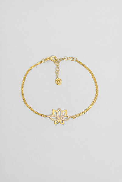 So CHIC... Nilüfer Çiçeği 18 Ayar Sarı Altın Kaplama 20 Cm Gümüş Minimal Bile...