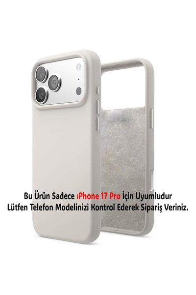 Merwish Apple Iphone 17 Pro Uyumlu Içi Kadife Lansman Silikon Kılıf Kapak Krem