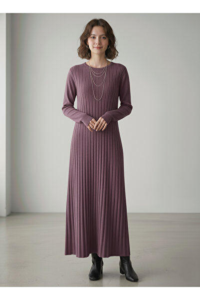 Sea Style Μακρύ πλεκτό φόρεμα με ραβδώσεις