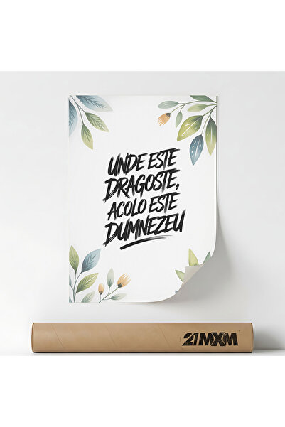 21mxm Unde Este Dragoste - Poster Canvas Religios Romanesc Neramat - Print Di...