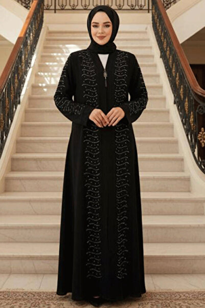 Neva Style Bead Embroidered Silver Hijab Ferace 29127Gms