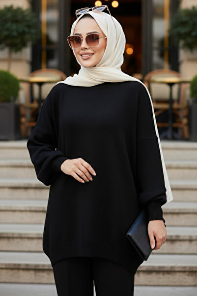 N.S NEVA STYLE Black Hijab Knitwear Sweater Tunic 17201S