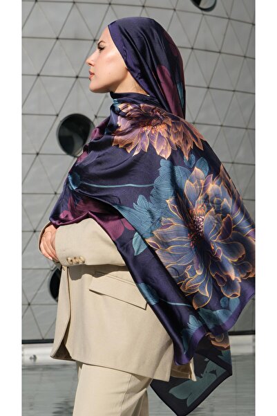 tomrisboutique شال حريري فاخر من الفوال، حجاب، وشاح، شال بنمط زهور، 70 × 180 سم