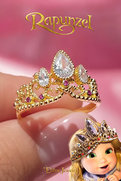 Elifsu Jewelry Rapunzelin Tacı Ayarlanabilir Altın Renkli Yüzük