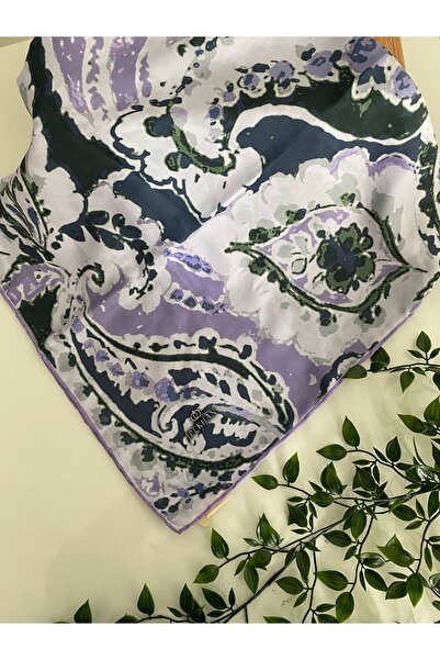 İpekhan Ebru Pattern Thin Cotton Scarf