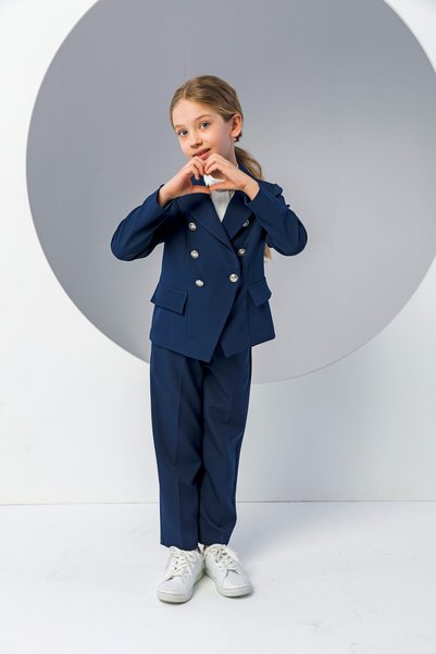 incity Girl's Button Detailed Navy Blue Blazer Jacket-New Season