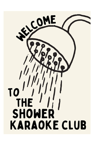 Taranist Kağıt Poster - Welcome Duş Başlığı Çizim - Retro Banyo Keyfi İllüstr...