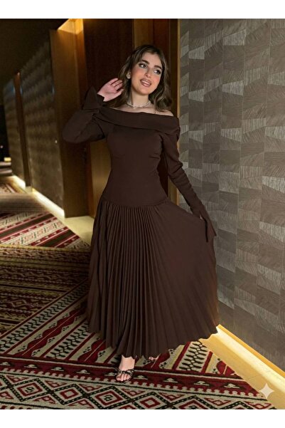 ZAYNAFASHIONSA Barbie pleated midi evening dress