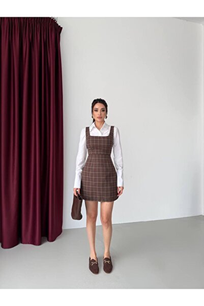 LOCH BUTİK Women Plaid Paneled Shirt Dress