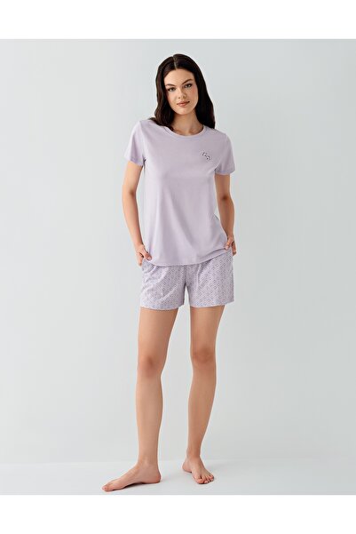 Arnetta Women, Lilac, Modal, T-Shirt / Shorts Set (with Socks as a Gift)