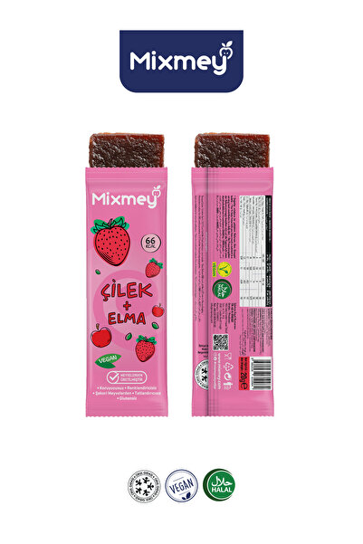 mixmey Çilek Meyve Barı 18 Adet | Sağlıklı Atıştırmalıklar – Vegan, Glutensiz, Koruyucusuz (20GR X 18 ADET)