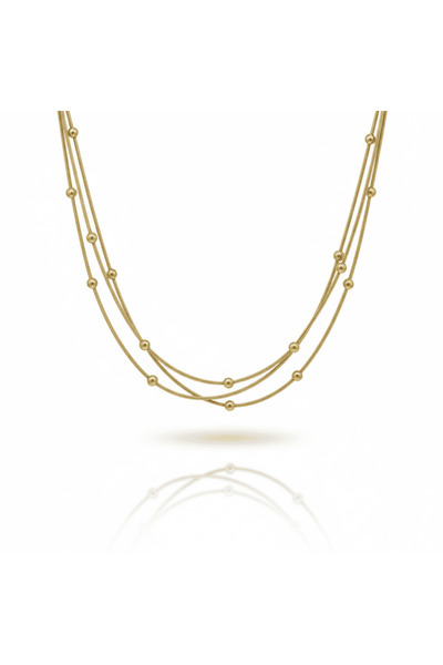 Tesbihane Women's 3-Piece Steel Necklace - Bulk Snake Chain - Asymmetrical De...