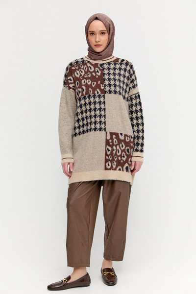 Setrms Desenli Yuvarlak Yaka Triko Tunik