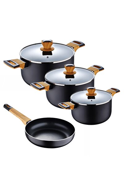 Bergner Σετ αντικολλητικών μαγειρικών σκευών 7 τεμαχίων, μαύρο χρώμα