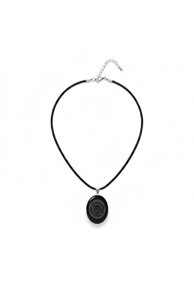 Tesbihane Erkek Oniks Doğaltaş Cevşen Kolye - Esmaül Hüsna Yazılı - Elips Tas...