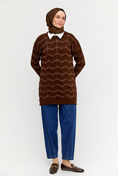 Setrms Sim Dokulu Geometrik Desenli Triko Tunik