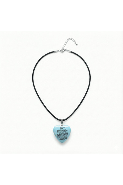 Tesbihane Women's Turquoise Natural Stone Cevşen Necklace - with Ayetel Kürsi...