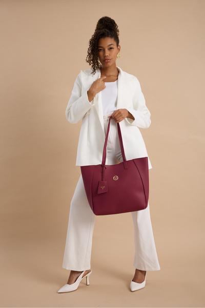 Garbalia Sofia Medium Size Burgundy Women's Shoulder Bag with Magnet Closure ...