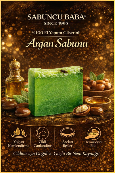 SABUNCU BABA %100 El Yapımı Gliserinli Argan Yağlı Sabun 120 Gr.