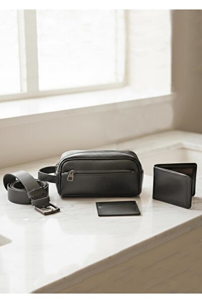 Duke Nickle Чорна чоловіча сумка, ремінь, гаманець, картка, 4-комплектний сти...