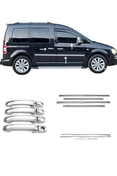 ACK Dizayn VOLKSWAGEN CADDY 2004-2010 3'LÜ YAN SET (CAM ÇITASI-KAPI KOLU-YAN ...