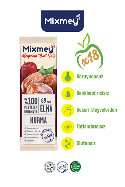 mixmey Date Fruit Bar 18 Pieces |   Healthy Snacks – Vegan, Gluten-Free, Pres...