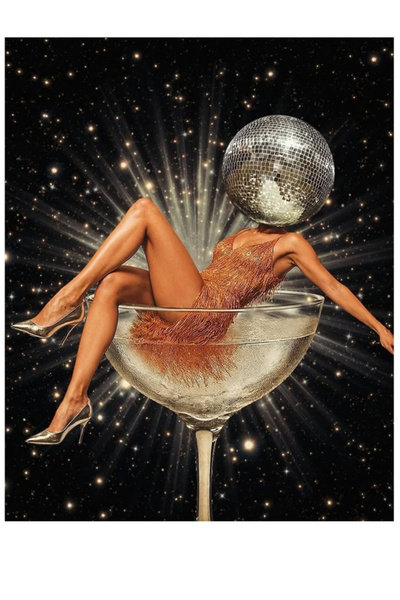 Taranist Kağıt Poster - Focus On Disco Ball Parlak - 70'ler Retro Gece Vibes