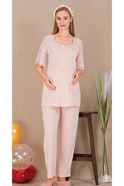 ESPEBA Pregnant Women's Maternity Pajama Set Top and Bottom Two-Piece Lace Trim