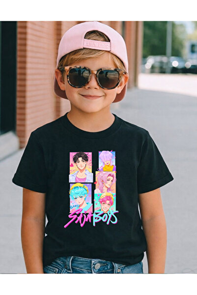 lovver Saja Boys Kpop Designed Premium Print Cotton Black and White Children'...