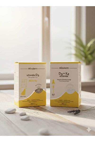 Miraderm D3 + K Vitamin Damla 400 Damla 20 ml ve Vitamin D3 Sprey Form 400 IU...