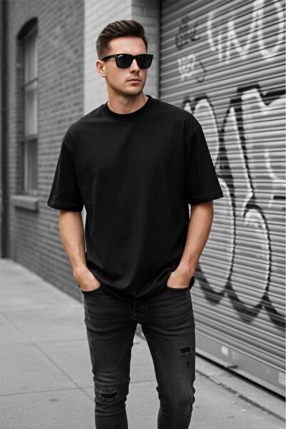 Oksit Benriy Men's Oversized Basic Crew Neck Cotton T-Shirt Relaxed Fit Unise...