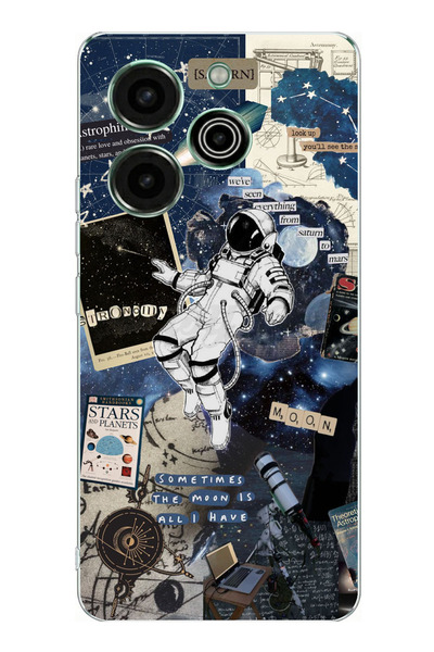 TechTree حافظة سيليكون مطبوع متوافقة مع تصميم ريترو أسترونوت من تكنو بوفا 6 برو