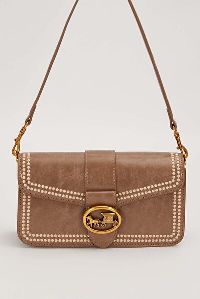 Levidor Gray Stitched Logo Detail Shoulder Bag