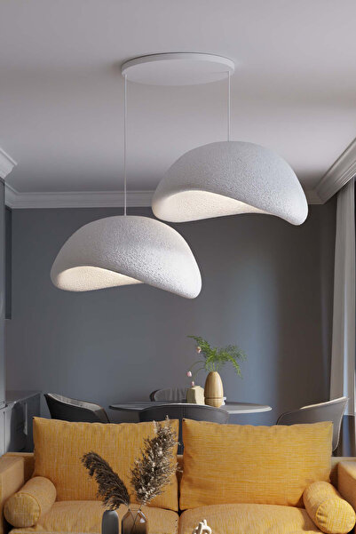 Kitchen Life Bohemia 2'li Doğal Gerçek Beton Dokulu Avize - Modern Kompozit B...