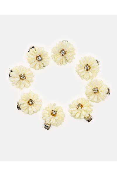 REDTAG Girls Cream Hair Clip Set (Pack of 8)