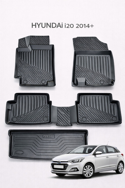 Black Gold Hyundai i20 2014+ Uyumlu 3D Oto Paspas ve Bagaj Havuzu Set Premium