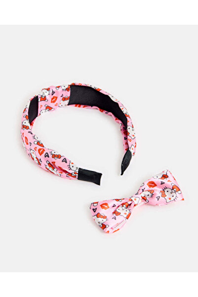REDTAG طقم إكسسوارات شعر للبنات باللون الوردي بتصميم هيلو كيتي (قطعتان)