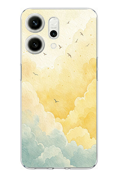 TechTree Oppo Reno 14 5g Compatible Yellow and Green Tone Clouds and Birds Pr...