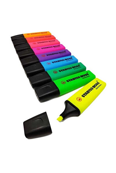 Genel Markalar Boss Fosforlu Işaretleme Kalemi Canlı Renkler 9'lu Set