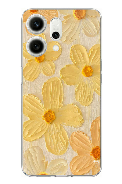 TechTree حافظة سيليكون متوافقة مع هاتف اوبو رينو 14 5G بلمسة الشمس صفراء ديزي...