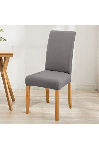 OEM Husă elastică pentru scaun cu spătar, gri inchis, material tip mătase, la...