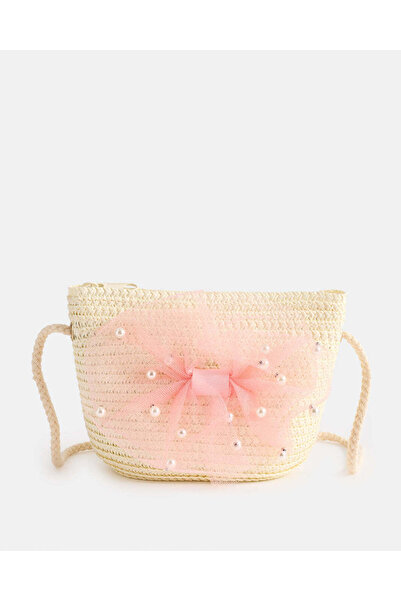 REDTAG حقيبة بيضاء للبنات مزينة بفيونكة وردية