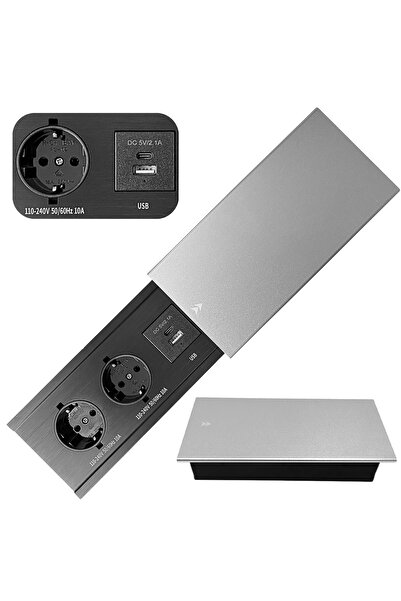 MOGODA Priză de blat, MOGODA, Birou sau Bucătărie, 2 Prize, 1 x USB-C 5V 2.1A...