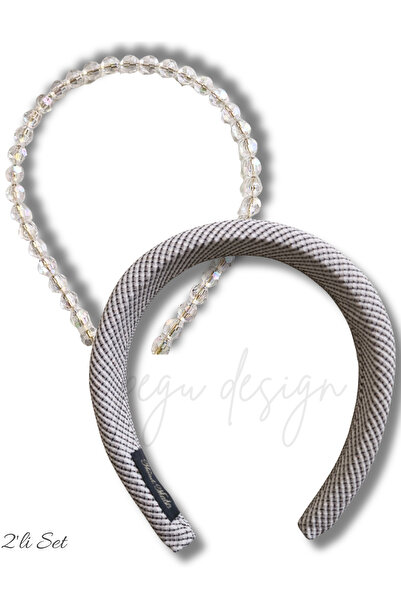 pegu baby collection Set of 2 Sponge-Filled and Row-Arranged Pearl Crown, Bri...