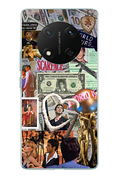 TechTree حافظة سيليكون مطبوع متوافقة مع Honor X9C بتصميم كولاج سكارفيس