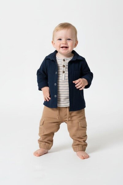 Cantoy Erkek Bebek Safari Tarzı Kargo Pantolonlu Takım